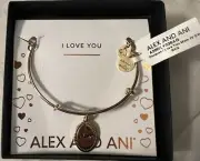 ALEX AND ANI BECAUSE I LOVE YOU MOM IV GOLD CHARM BRACELET NEW WITH BOX