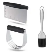 Dough Blender - Stainless Steel Pastry Cutter Set, Blender + Scraper + Brush,...
