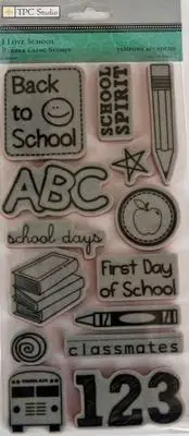 TPC Rubber Cling Stamps I LOVE SCHOOL ABC FIRST DAY