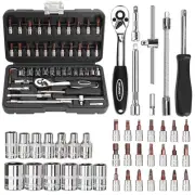 Socket Set, 46PCS 1/4 Inch Wrench Set, Ratchet Wrenches Set with S2 Bits CR-V...