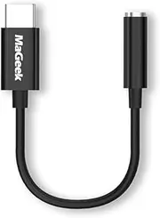 MaGeek Type C to 3.5mm Headphone Audio Adapter, USB-C to Earphone Aux Adapter [Full Digital Hi-Resolution 96 kHz /24-bit] for iPad Pro/Google Pixel/Pixel 2/3/Samsung S10 S9/OnePlus and More (Black)