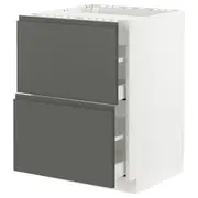 METOD / MAXIMERA base cab f hob/2 fronts/2 drawers, white/Voxtorp dark grey, 60x60x80 cm