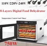 220/110V 8 Tier Food Dehydrator 24h Timer Fruit Jerky Dryer Stainless Steel Home