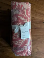POTTERY BARN Stella Damask Organic Cotton Tablecloth-Red-NWT