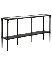 Abraham + Ivy Nellie 55In Blackened Bronze Console Table With Solid Metal Shelf