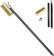 Pizza Brush with Brass Bristles - Long Handle Cleaning Tool | Stainless Steel Scraper and Wire Brush for Pizza Oven and Stone, Heavy-Duty Cleaning Tool for Bakers and Pizza Lovers, Easy to Use