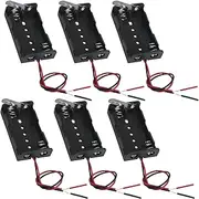 6PCS 2 Slots Series AA Battery Box with Gate with Cord DIY Battery Storage Box for Toys Model Electric Toys Science and Technology Miniature Model DIY Making