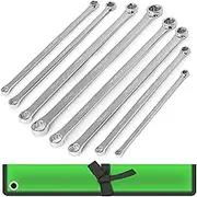 SWANLAKE 8-Piece Extra Long Spanner Set, Double Box End Spanners, Less Effort Aviation Spanner Wrench Metric 8mm - 24mm CR-V