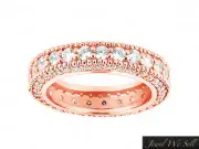 1.56Ct Diamond Milgrain Eternity Band Ring w/ Accents 14k Rose Gold I SI2 Prong