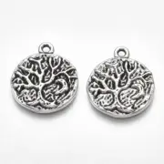 6 Tree of Life Charms Pendants Antiqued Silver Tree Moon Findings Rustic Weather