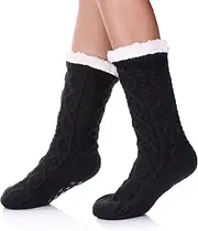 [SDBING] Women's Slipper Socks with Grippers Fuzzy Non Slip Socks for Women Soft Cozy Thick Winter Warm Indoor Christmas Slipper Socks