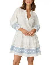 Shoshanna Eyelet Border Umbrella Swim Cover-Up Dress