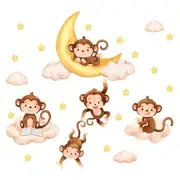 Monkey Wall Stickers Monkey Room Decor for Boys, 3D Large Monkeys Reading Pla...