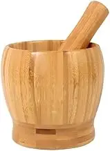 Bamboo Mortar and Pestle Set,8 Oz Natural Seasoning Spice Tools for Crushing Nuts, Grinding Garlic,Making Guacamole,Salad Dressing Eco Friendly Kitchen Gadget for Home Cooking