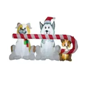 CHRISTMAS 5.5 FT GEMMY SANTA DOGS CANDY CANE Airblown Lighted Yard Inflatable