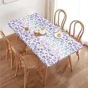 Animal Leopard Print Purple Rectangular Tablecloth Table Cover for 4 Foot Tables, Waterproof Fitted Elastic Edged Table Cloth for Indoor Outdoor Party Wedding Picnic Patio, 4 Ft/48x30 inch