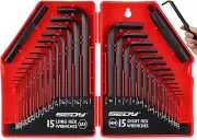 32-Piece Hex Key Wrench Set, Metric and SAE Allen Wrenches (0.028-3/8 Inch, 0.7-