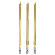 3Pcs Spade Drill Bit 1/4" Paddle Flat Bits Wood Hole Cutter Gold Tone