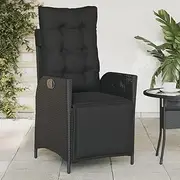 Reclining Garden Chair with Footrest Black Poly Rattan Patio Seating