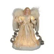 KURT ADLER 10 LIGHT 12" IVORY ANGEL w/FEATHER WINGS XMAS TREE TOPPER DECORATION