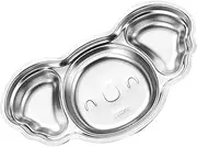 SUPVOX Divided Plate Stainless Steel Food Serving Tray, Toddler Plate with Cartoon Design, Silver, 28.5 x 15 x 3.5 cm