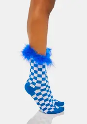 Blue Check Me Out Crew Socks