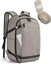 [bagsmart] Carry On Travel Backpack, 17.3 Inch Large Travel backpack Carry On Flight Approved, Camel, 15.6 Inch