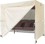 Outdoor 3 Triple Seater Hammock Swing Cover - Garden Glider Chair Canopy - UV Resistant (100 * 59 * 72 inch) Beige