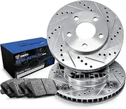 R1 Concepts Rear Brakes and Rotors Kit |Rear Brake Pads| Brake Rotors and Pads| Semi Metallic Brake Pads and Rotors |fits 2014-2021 Mini Cooper