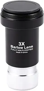 Barlow Lens 2X, Bysameyee 1.25 Inch Fully Multi-Coated Metal Barlow Lens with M42 Thread Camera Connect Interface for Telescope Eyepiece (3X)
