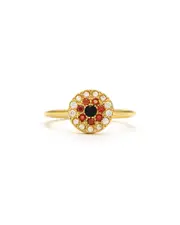 Rivka Friedman 18K Plated CZ & Crystal Evil Eye Ring 7 Gold
