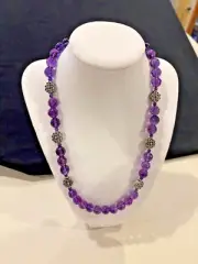 Handmade Amethyst & Sterling Silver Bead Necklace, 20.5 inches