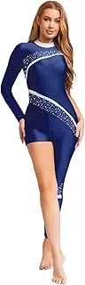 [TiaoBug] Women's Gymnastics Unitard One Piece Bodysuit Asymmetrical Jumpsuit for Ballet Yoga Skating