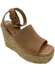 New Marc Fisher LTD Suede Espadrille Wedges Nelly Brown Sandal Ankle Strap Sz 9