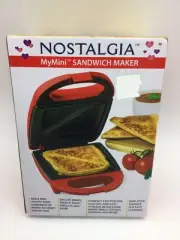 NEW RED Nostalgia MyMini SANDWICH Maker Pancakes Omelets Pizza French Toast Eggs