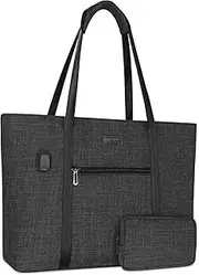MOSISO USB Port Laptop Tote Bag for Women, Lightweight Organizer Work Travel Business Briefcase with Small Purse