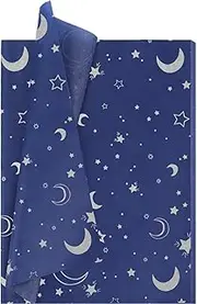jwssor Tissue Paper,Star Moon Blue Silver Tissue Paper,20 Sheets