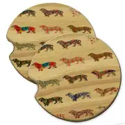 Daschund Dog Pattern Wood Car Coaster Gift Set fit Car & Truck Cup Holder