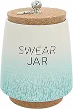 Pavilion - Swear Jar 6.5-inch Unique Ceramic Piggy Bank Savings Bank Money Jar with Cork Base and Cork Lid, Ombre Teal