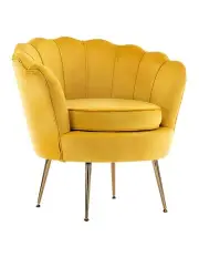 [La Bella] Velvet Shell Scallop Armchair in Yellow
