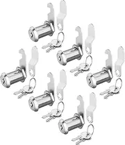 Hecfu 6 Pack Cabinet Locks with Keys, 1-1/8" Cam Lock Keyed Alike, Secure Drawer Mailbox File Cabinet, RV Storage Locks Tool Box Locks Replacement Set, Zinc Alloy