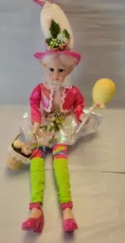 Cynthia Rowley 16" Easter Elf Doll Shelf Sitter 80’s Theme Pink Bunny Ears Shoes