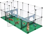 Rabbit Playpen, Guinea Pig Cage, One Door Design for Small Animal, Bunny, Puppy, Kitten, Hedgehog, DIY, Expanded,Exercise Fence with Mat, 153 x 64 x 64cm (36 Panels)