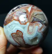 TOP 304.G Natural Polished Mexico Banded Agate Crystal Sphere Ball Healing WD362