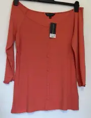 BNWT Dorothy Perkins dark peach ribbed off the shoulder top size 18
