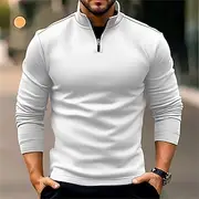 Men's Zip Up Hoodie Zip Sweatshirt Black White Navy Blue Orange Standing Collar Plain Zip Up Quarter Zip Sports Outdoor Casual Daily Streetwear Cool Sportswea