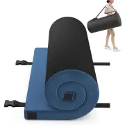 CostwayFoldable Camping Mattress with Foam Cushion and Carrying Bag for Living Room-Navy