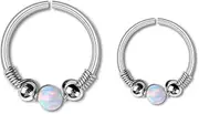 [QKEPCY] Opal Nose Ring 316L Surgical Steel Nose Piercing Fake Septum for Women Silver Nose Ring Piercing Can Be Used as Lip Stud Ear Bone Stud