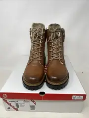 Rieker Womens Boots Tan Adults Ladies Ankle Faux Fur Gripped Antistress Size 7