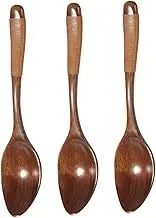 TOPPERFUN 3Pcs Creative Wooden Spoons Long Handle Kitchen Gadgets Smooth Rice Scoop Eating Spoon for Serving Soup Oatmeal More Safe Easy to Clean Design